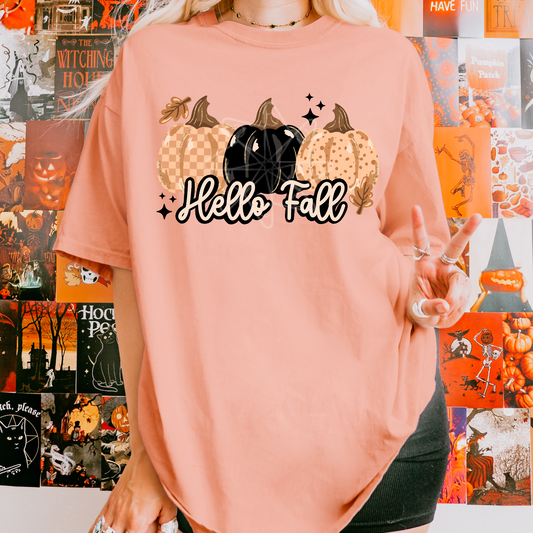 Hello Fall Pumpkin Trio Tee