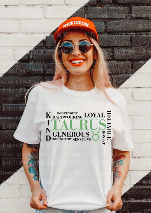 Taurus Zodiac Tee Kind, Loyal, Hardworking