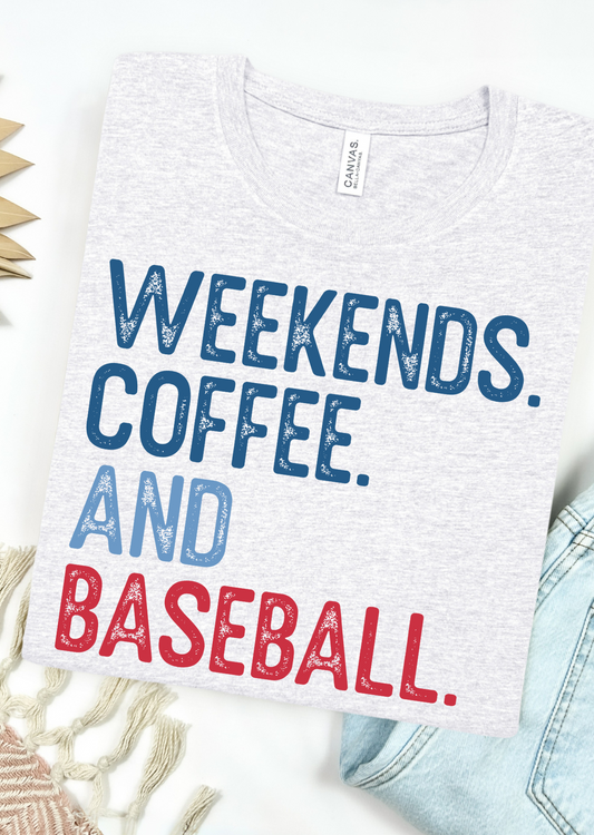 Weekends Coffee Baseball Bella Canvas T-Shirt