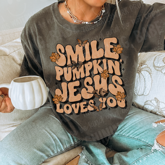 Smile Pumpkin Jesus Loves You Tee