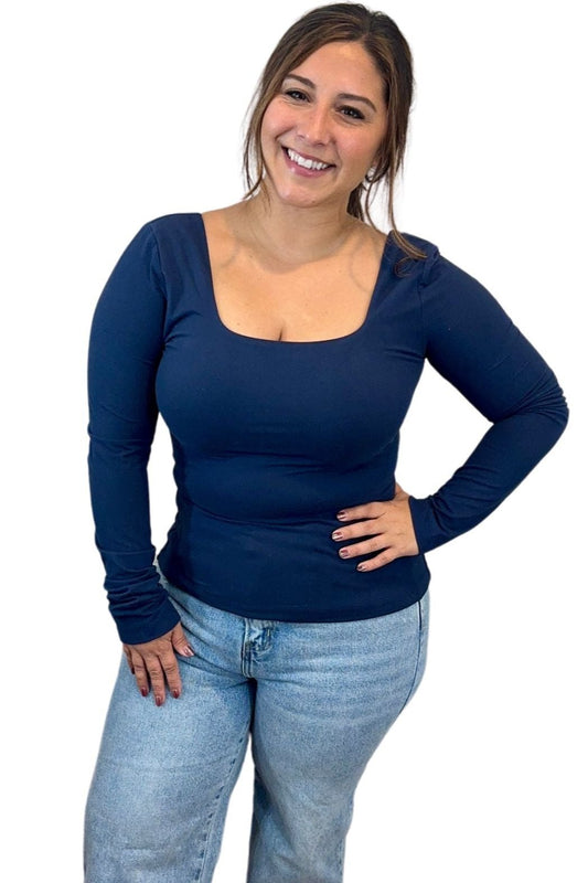 Never Imitated Long Sleeve Top in Navy