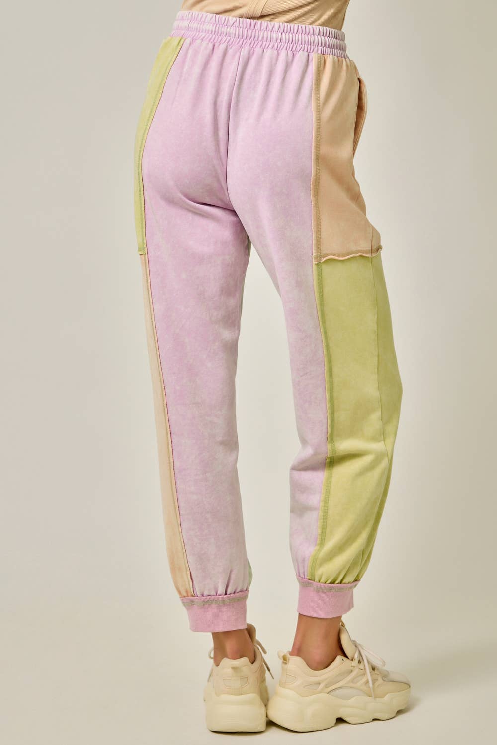 Color Blocked Track Pants: Pastel Garden