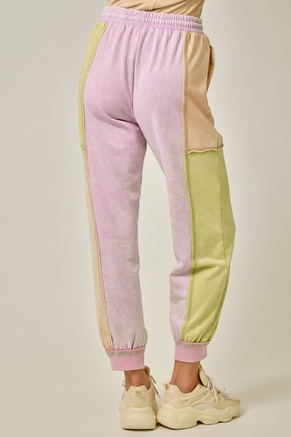Color Blocked Track Pants: Pastel Garden