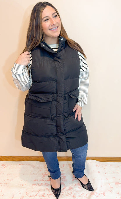 Cold and Calculated Longline Puffer Vest