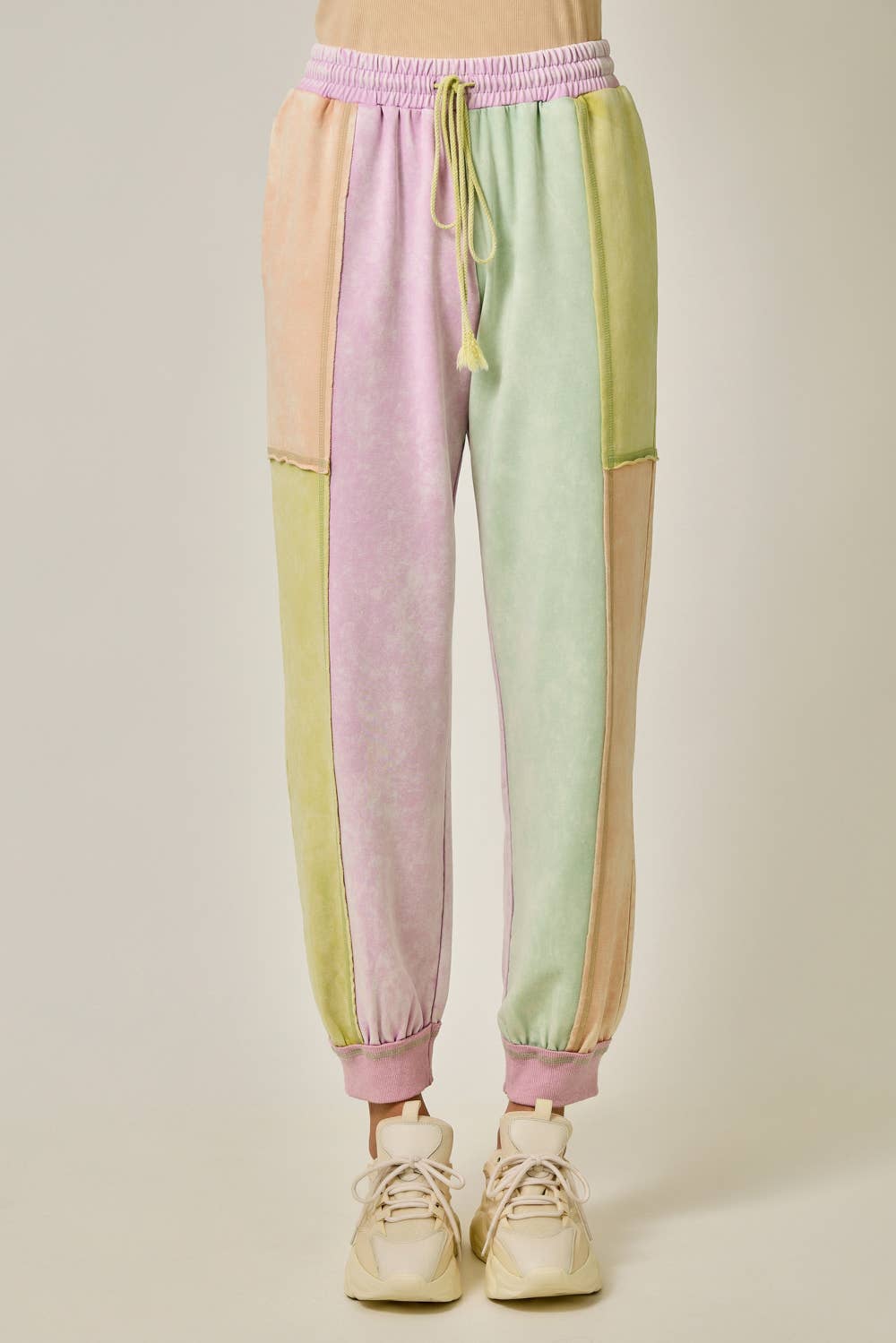 Color Blocked Track Pants: Pastel Garden