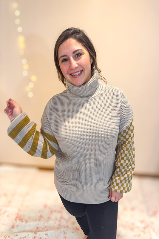 Super Seasonal Patchwork Waffle Knit Sweater