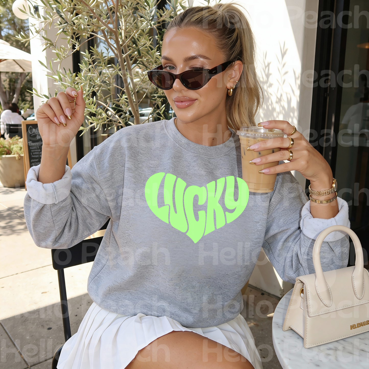 Lucky Heart Neon Tee or Sweatshit