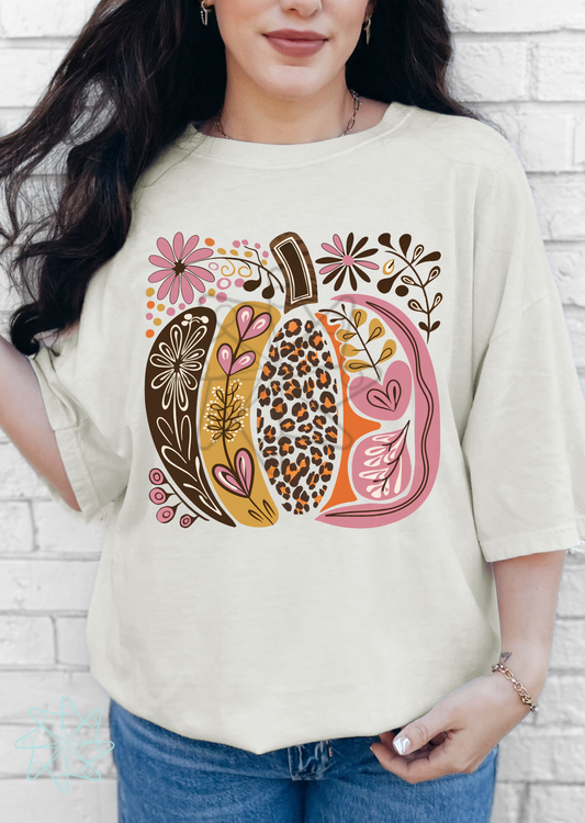 Boho Floral Fall Pumpkin Tee