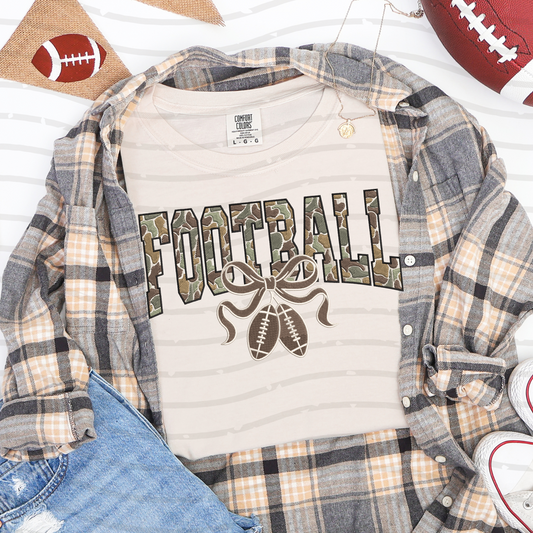 Camo Football Coquette Bow Tee