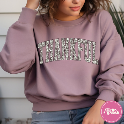 Thankful- Leopard Crewneck