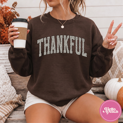 Thankful- Leopard Crewneck