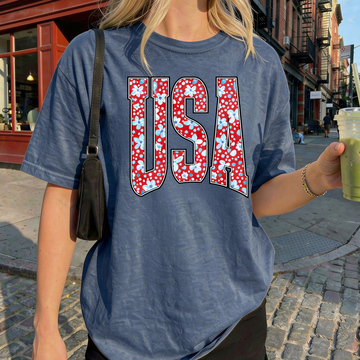 USA Floral Tee