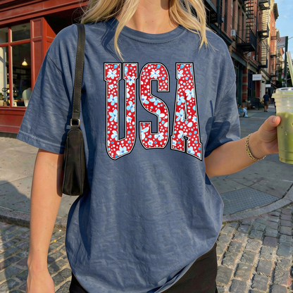USA Floral Tee