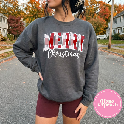 Plaid Merry Christmas Crewneck