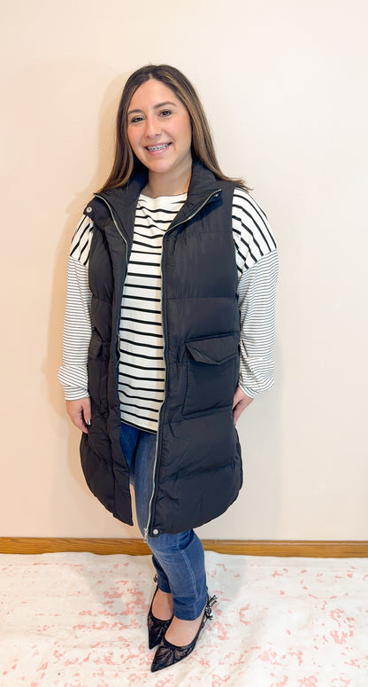 Cold and Calculated Longline Puffer Vest