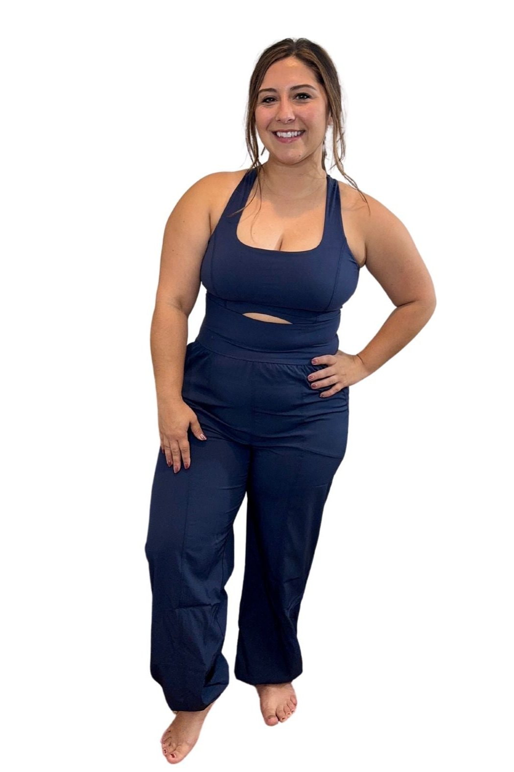 Raising Heart Rate Cut Out Jumpsuit in Navy