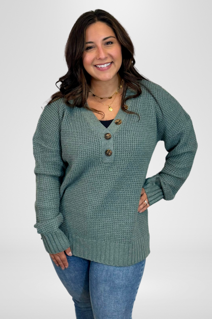 Lakeside View Drop Shoulder Sweater in Sage