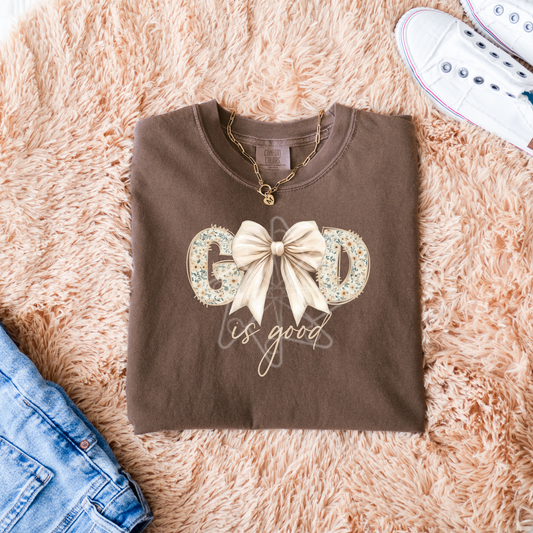 God is Good Coquette Bow Tee