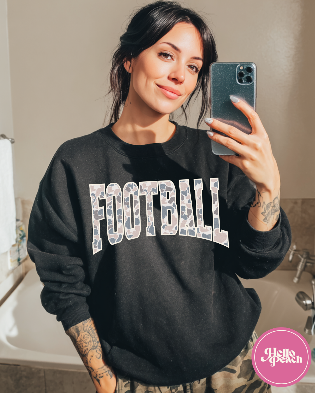 Light Duck Camo Football Crewneck