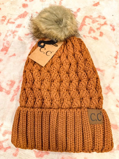 C.C Beanie With Puff - Clay