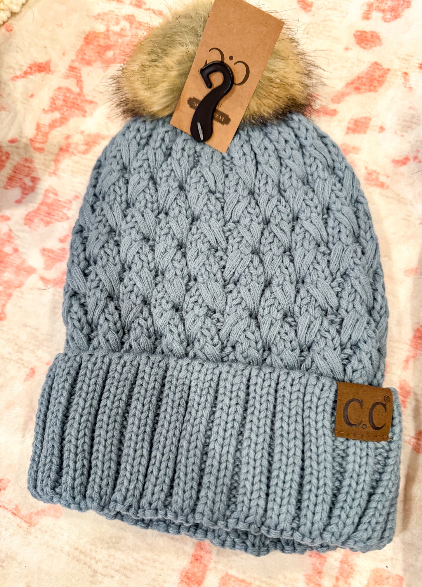 C.C Beanie With Puff - Winter Mint