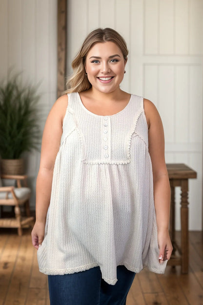 Lacey Oatmeal - Sleeveless Top