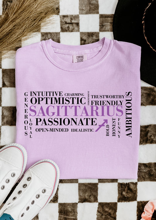 Sagittarius Zodiac Tee – Passionate, Ambitious