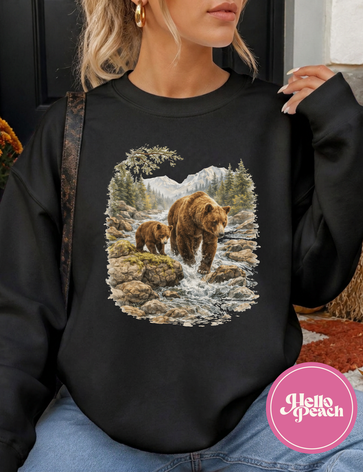 Retro Grazzly Bear  Crewneck