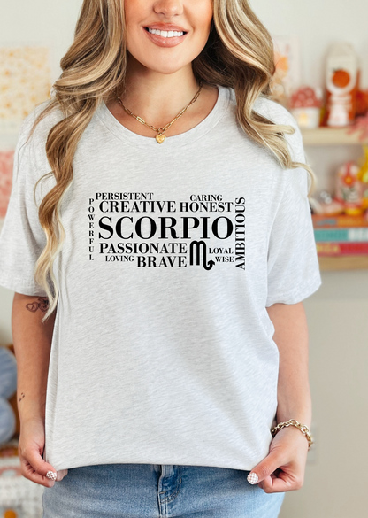 Scorpio Zodiac Tee – Creative, Passionate, Brave