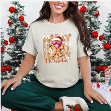 Merry Christmas Gingerbread Graphic Tee