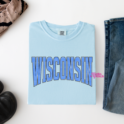 Wisconsin Blue Plaid Tee