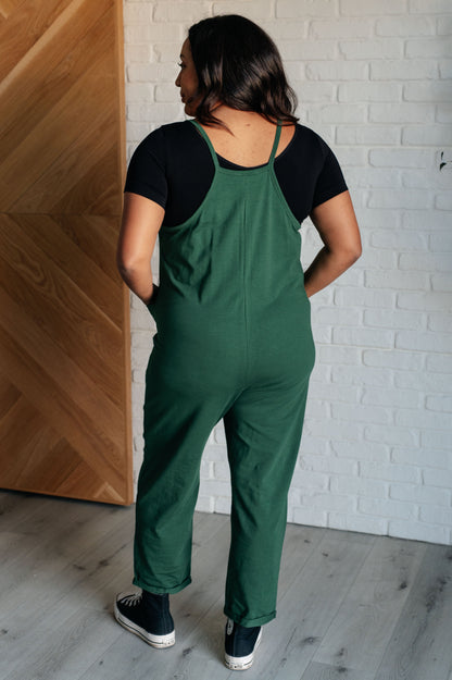 Totally Me Spaghetti Strap Jumpsuit in Dark Green