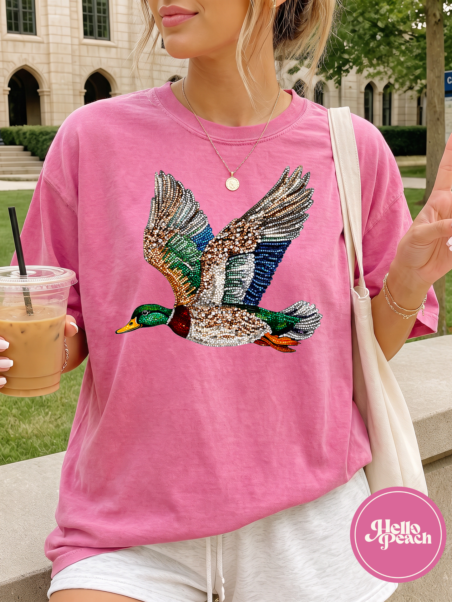 Faux Rhinestone Duck Tee