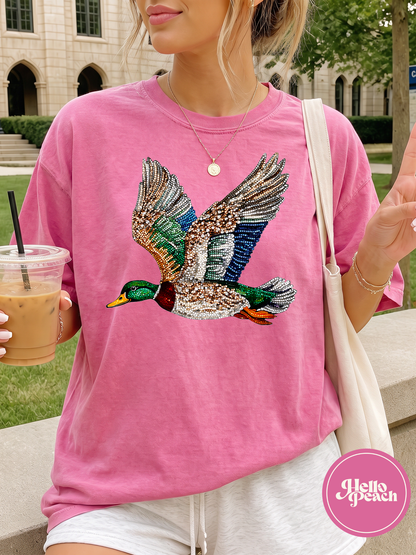 Faux Rhinestone Duck Tee