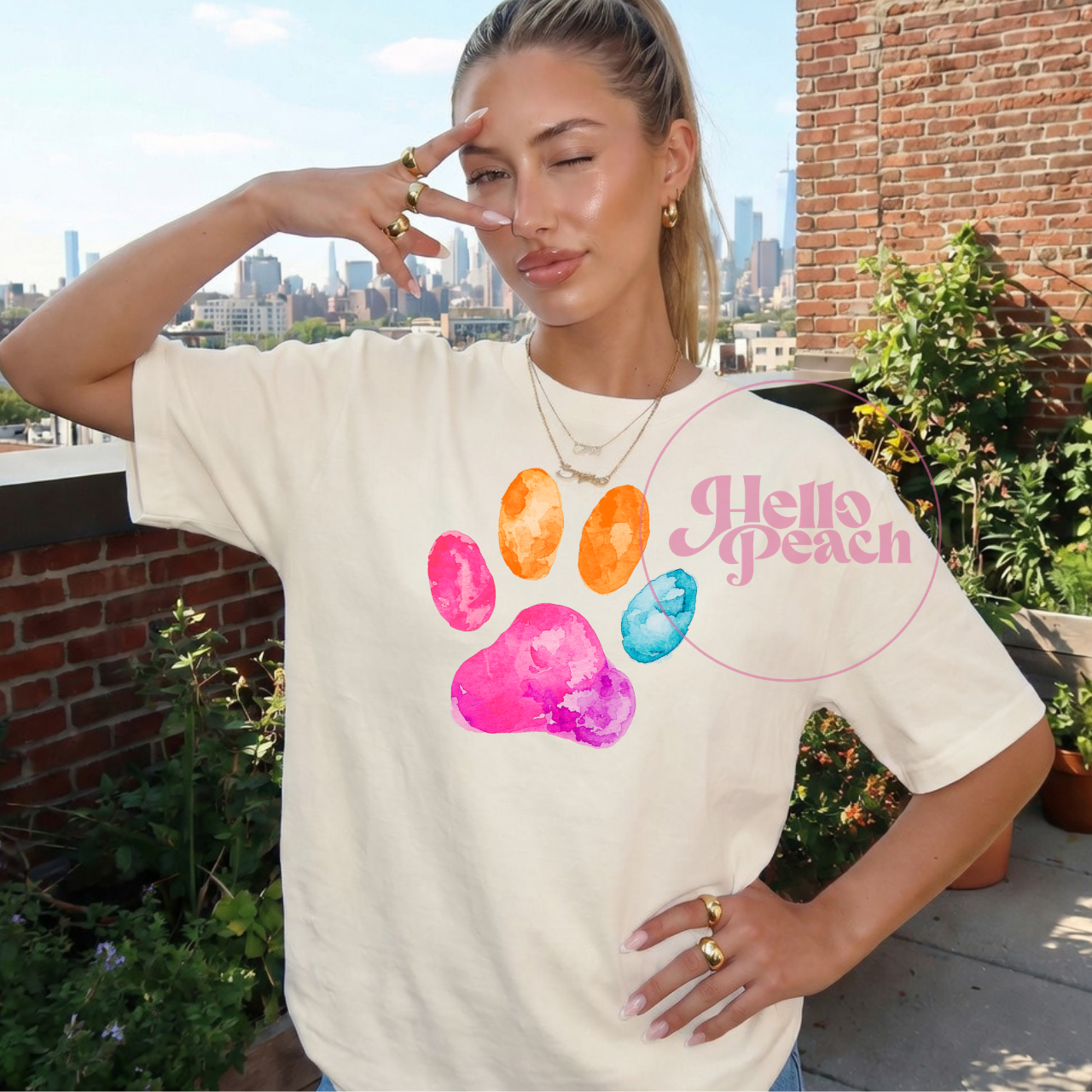Large Paw Watercolor Tee