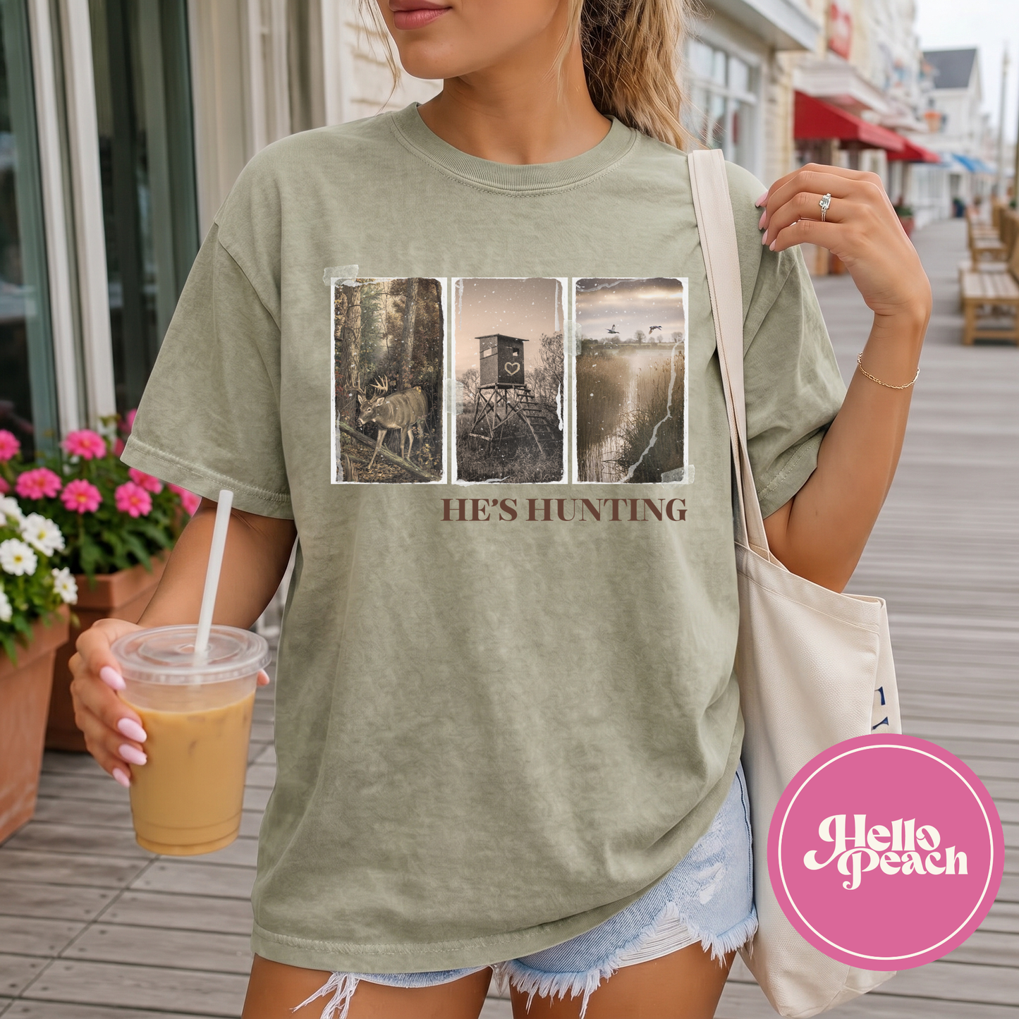 He's Hunting Scene Tee