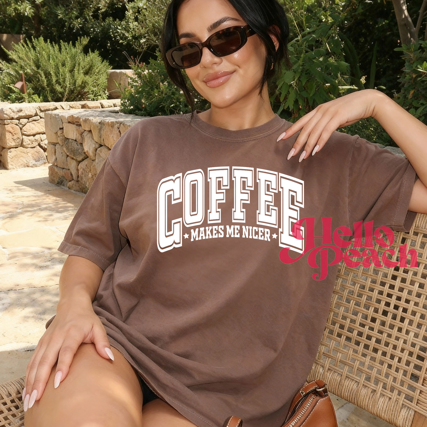 Coffee Makes Me Nicer Tee (white letters)