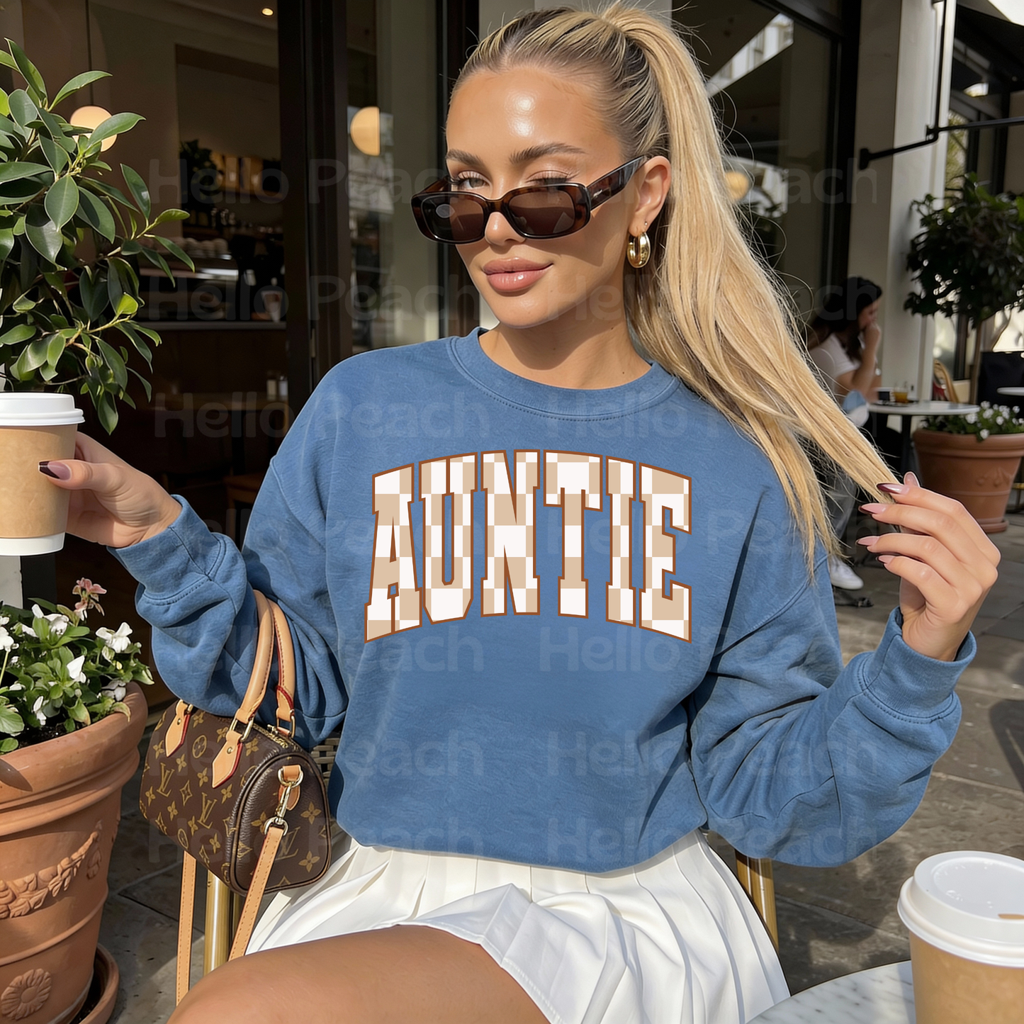 Auntie Checkered Tee or Sweatshirt