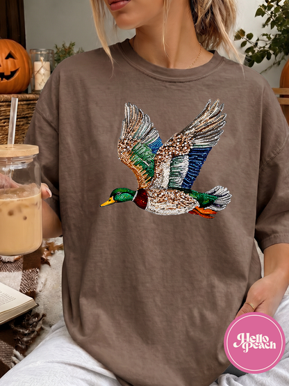 Faux Rhinestone Duck Tee