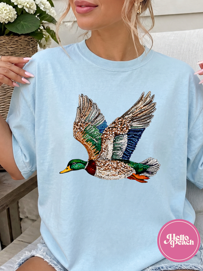 Faux Rhinestone Duck Tee