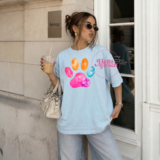 Large Paw Watercolor Tee