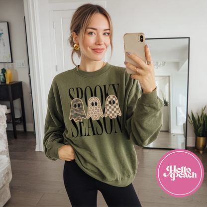Spooky Season Patterned Ghosts Crewneck