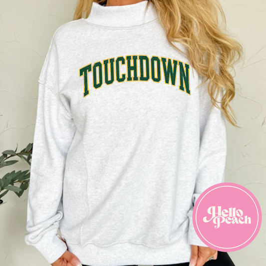 Green Yellow and Touchdown Mockneck
