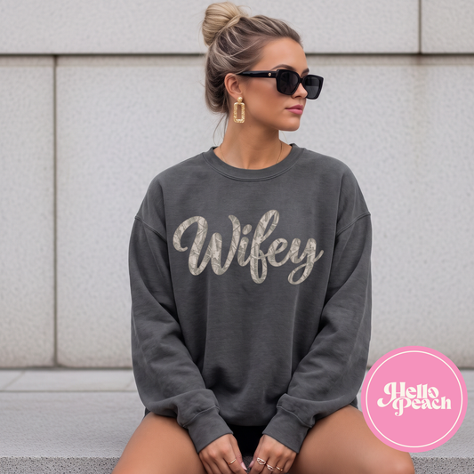 Camo Wifey Crewneck