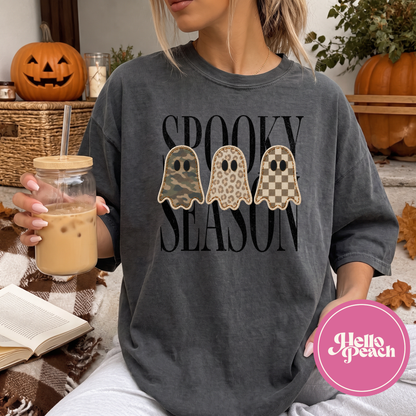 Spooky Season Patterned Ghosts Tee