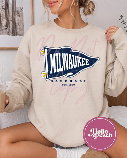 Milwaukee Baseball Pennant Crewneck