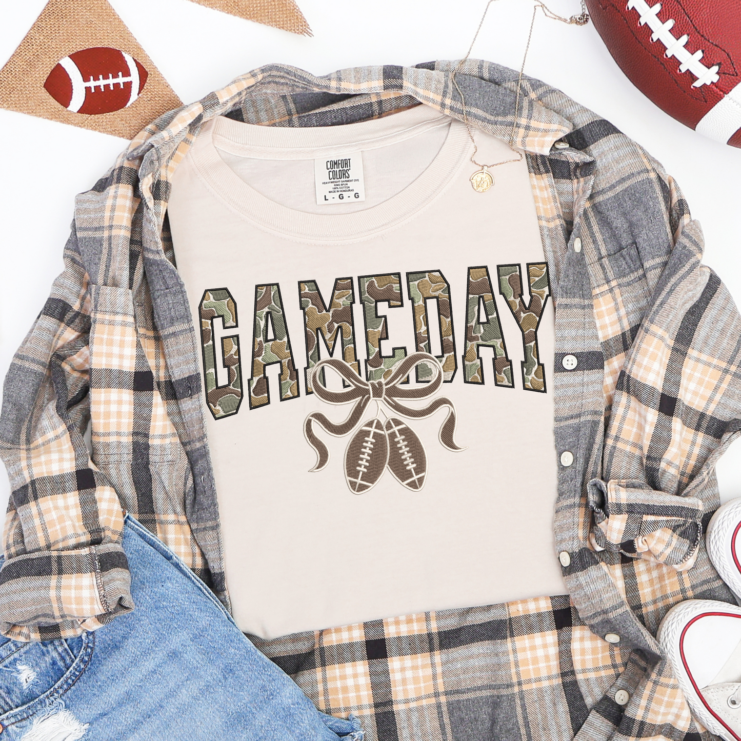 Camo Game Day Coquette Bow Tee