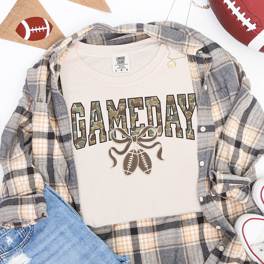 Camo Game Day Coquette Bow Tee