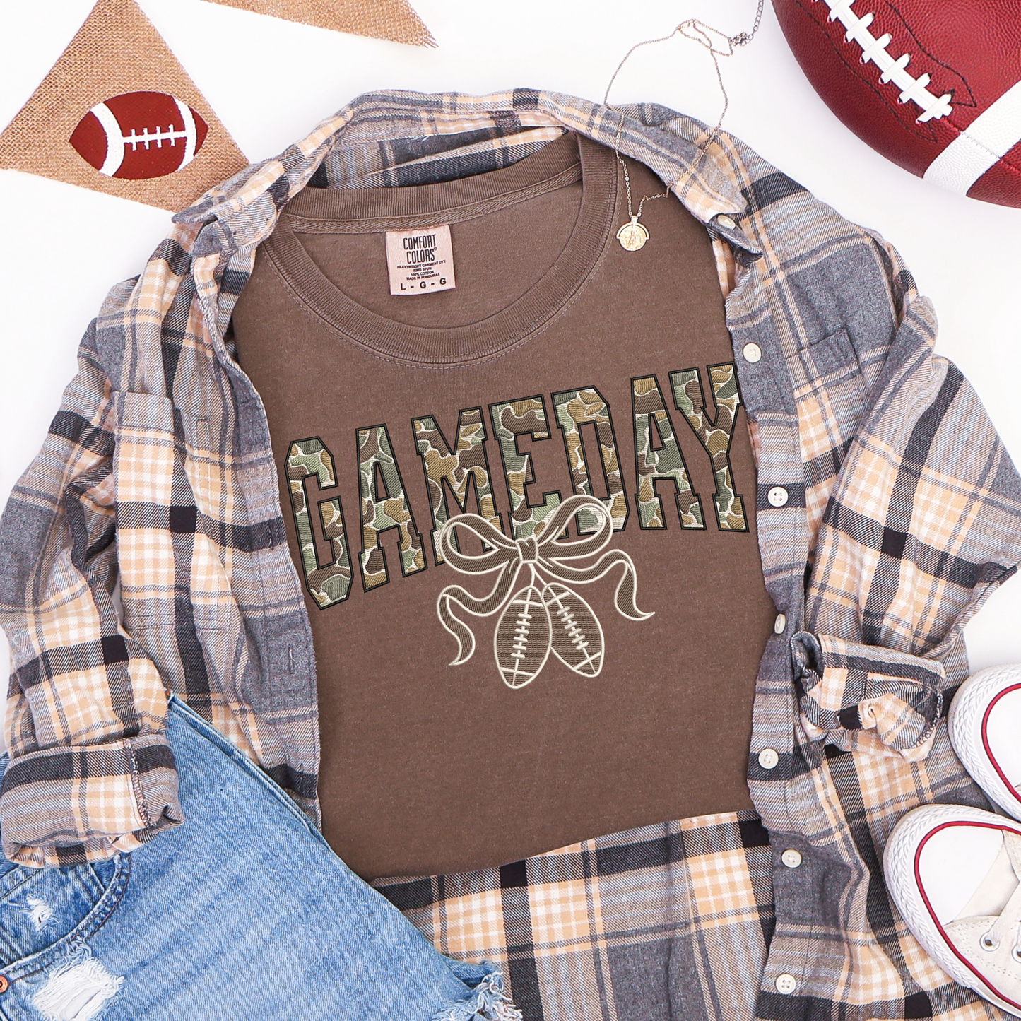 Camo Game Day Coquette Bow Tee