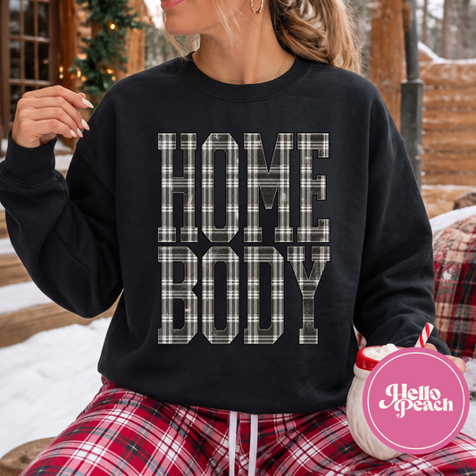 Black Plaid Homebody Crewneck